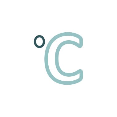 Celsius derece vektör ikonu. Meteoroloji işareti. Seyahat, turizm ve hava durumu web sitesi ve uygulama tasarımı, logo, uygulama, UI için grafik sembolü
