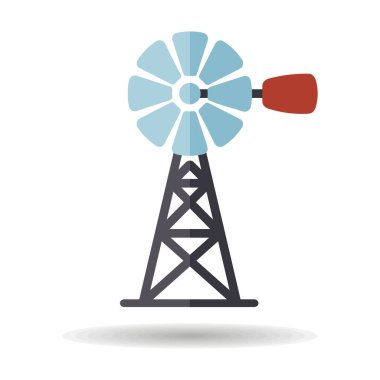 Rüzgar pompası ikonu izole edildi. Tarım işareti. Web sitenizin tasarımı için grafik sembolü, logo, uygulama, UI. Vektör illüstrasyonu, EPS10.