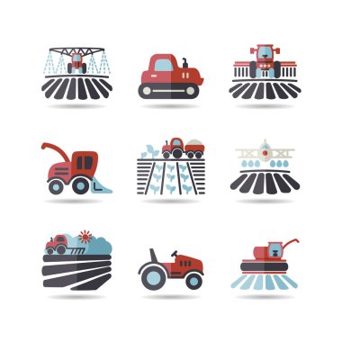 Çiftlik alanı ikonu. Tarım taşıma işareti. Web sitenizin tasarımı için grafik sembolü, logo, uygulama, UI. Vektör illüstrasyonu, EPS10