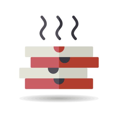 Pizza için dört kutu vektör ikonu. Teslimat tabelası. Yemek pişirme web sitesi ve uygulama tasarımı, logo, uygulama, UI için grafik sembolü