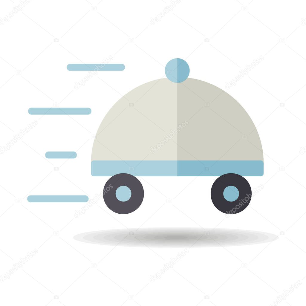 Food delivery with dish vector isolated icon. Delivery sign. Graph symbol for cooking web site and apps design, logo, app, UI