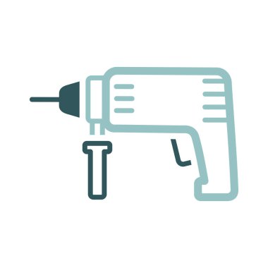 Elektrikli çekiç matkabı vektör düz simgesi. Sıkıcı ahşap ve metal ve tornavida işlevleri için ev aletleri. Perforatör vektör illüstrasyonu