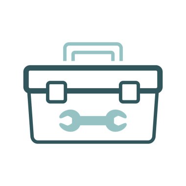Tolbox vektör düz simgesi. İnşaat, onarım ve inşaat. Web sitenizin tasarımı için grafik sembolü, logo, uygulama, UI