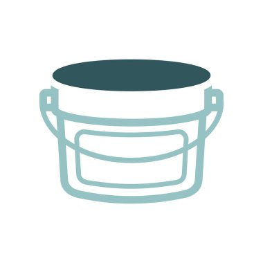 Pastic bucket container for paint or food isolated icon. Construction, repair and building vector design and illustration