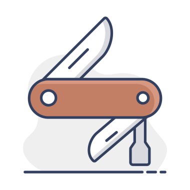 Çakı vektörü ikonu izole etti. Kamp ve yürüyüş işareti. Seyahat ve turizm web sitesi ve uygulama tasarımı, logo, uygulama, UI için grafik sembolü