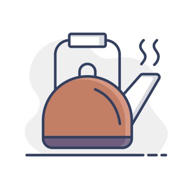 Kamp yapan metal çaydanlık vektör simgesi. Kamp ve yürüyüş işareti. Seyahat ve turizm web sitesi ve uygulama tasarımı, logo, uygulama, UI için grafik sembolü