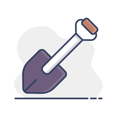 Keşif ikonu vektörü için kamp küreği. Seyahat ve turizm web sitesi ve uygulama tasarımı, logo, uygulama, UI için grafik sembolü