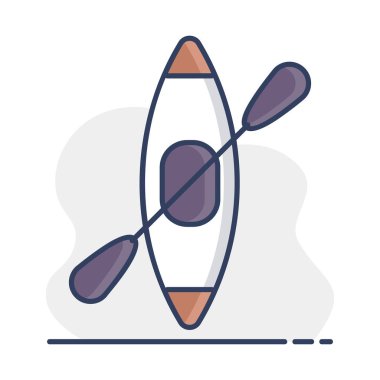 Kürek vektör izole edilmiş kano. Kamp tabelası. Seyahat ve turizm web sitesi ve uygulama tasarımı, logo, uygulama, UI için grafik sembolü