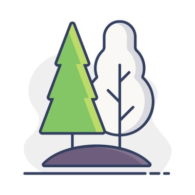 Yapay ve kozalaklı orman taşıyıcısı ikonu izole etti. Doğa işareti. Seyahat ve turizm web sitesi ve uygulama tasarımı, logo, uygulama, UI için grafik sembolü