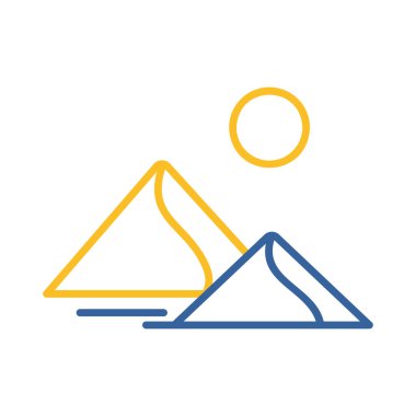 Çöl vektör ikonundaki kum tepecikleri. Doğa işareti. Seyahat ve turizm web sitesi ve uygulama tasarımı, logo, uygulama, UI için grafik sembolü