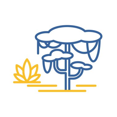 Liana ve ağaç ikonuyla orman sahnesi. Doğa işareti. Seyahat ve turizm web sitesi ve uygulama tasarımı, logo, uygulama, UI için grafik sembolü