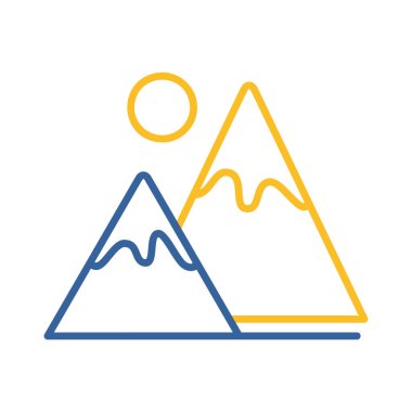 Dağlar vektör simgesi. Doğa işareti. Seyahat ve turizm web sitesi ve uygulama tasarımı, logo, uygulama, UI için grafik sembolü