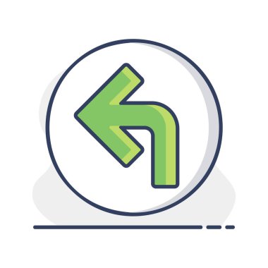 Sol ok vektör simgesine dön. Navigasyon işareti. Seyahat ve turizm web sitesi ve uygulama tasarımı, logo, uygulama, UI için grafik sembolü