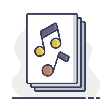 Müzik kitabı, müzik notaları vektör izole ikonu. Müzik ve ses web sitesi için grafik sembolü ve uygulama tasarımı, logo, uygulama, UI