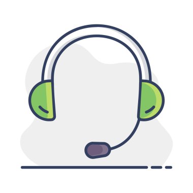 Kulaklık. Mikrofon vektörü olan kulaklıklar izole edilmiş simge. Müzik ve ses web sitesi için grafik sembolü ve uygulama tasarımı, logo, uygulama, UI