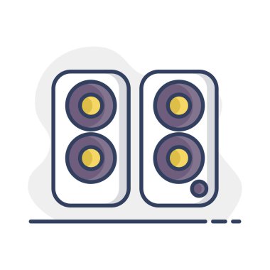 İki akustik hoparlör vektör ikonu. Müzik ve ses web sitesi için grafik sembolü ve uygulama tasarımı, logo, uygulama, UI