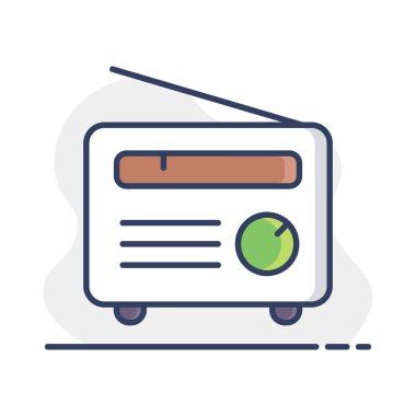 Retro radyo vektör simgesi. Müzik ve ses web sitesi için grafik sembolü ve uygulama tasarımı, logo, uygulama, UI