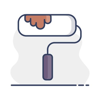 Roller vektör simgesini boya. İnşaat, onarım ve inşaat. Web sitenizin tasarımı için grafik sembolü, logo, uygulama, UI. Vektör illüstrasyonu, EPS10.