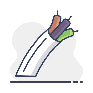 Elektrik kablo vektör simgesi. İnşaat, onarım ve inşaat. Web sitenizin tasarımı için grafik sembolü, logo, uygulama, UI