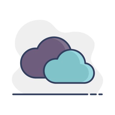 İki bulut vektör simgesi. Meteoroloji işareti. Seyahat, turizm ve hava durumu web sitesi ve uygulama tasarımı, logo, uygulama, UI için grafik sembolü