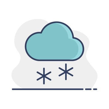 Kar vektörü simgesi olan bir bulut. Meteoroloji işareti. Seyahat, turizm ve hava durumu web sitesi ve uygulama tasarımı, logo, uygulama, UI için grafik sembolü
