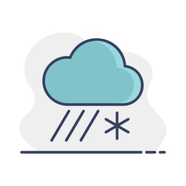 Kar vektörü simgesi olan yağmur bulutu. Meteoroloji işareti. Seyahat, turizm ve hava durumu web sitesi ve uygulama tasarımı, logo, uygulama, UI için grafik sembolü