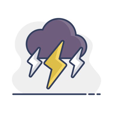 Fırtına bulutu vektör simgesi. Yağmur fırtınası sembolü. Meteoroloji işareti. Seyahat, turizm ve hava durumu web sitesi ve uygulama tasarımı, logo, uygulama, UI için grafik sembolü