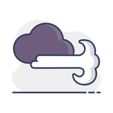 Bulutlu ve rüzgar vektör simgesi. Meteoroloji işareti. Seyahat, turizm ve hava durumu web sitesi ve uygulama tasarımı, logo, uygulama, UI için grafik sembolü