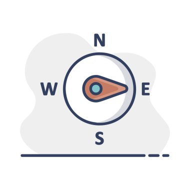 Pusula rüzgar gül vektör simgesi. Doğu yönünde. Meteoroloji işareti. Seyahat, turizm ve hava durumu web sitesi ve tasarım, logo, uygulama, UI için grafik sembolü