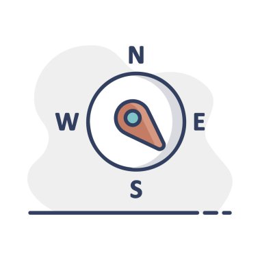 Pusula rüzgar gül vektör simgesi. Güneydoğuya doğru. Meteoroloji işareti. Seyahat, turizm ve hava durumu web sitesi ve tasarım, logo, uygulama, UI için grafik sembolü