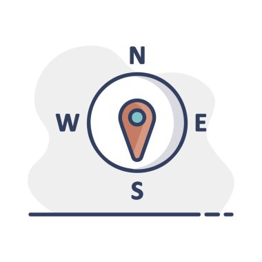 Pusula rüzgar gül vektör simgesi. Güneye doğru. Meteoroloji işareti. Seyahat, turizm ve hava durumu web sitesi ve tasarım, logo, uygulama, UI için grafik sembolü