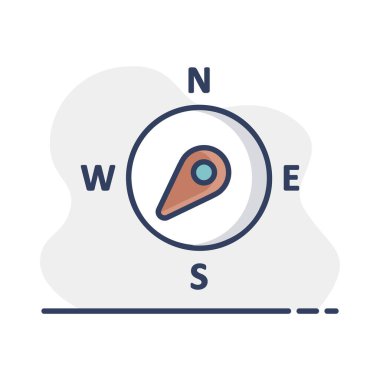 Pusula rüzgar gül vektör simgesi. Güneybatıya doğru. Meteoroloji işareti. Seyahat, turizm ve hava durumu web sitesi ve tasarım, logo, uygulama, UI için grafik sembolü