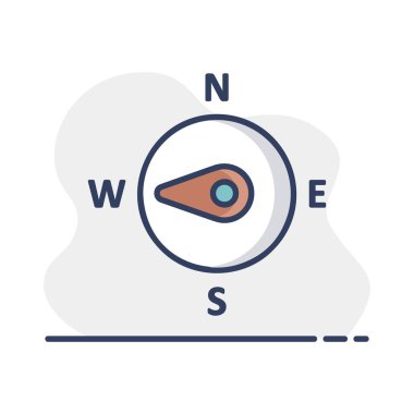 Pusula rüzgar gül vektör simgesi. Batıya doğru. Meteoroloji işareti. Seyahat, turizm ve hava durumu web sitesi ve tasarım, logo, uygulama, UI için grafik sembolü