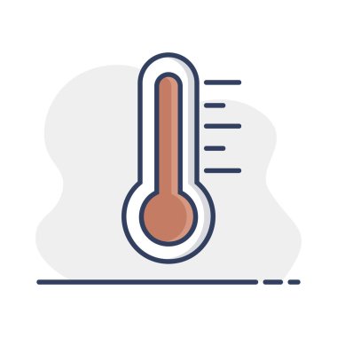 Termometre ısısı sıcak vektör simgesi. Meteoroloji işareti. Seyahat, turizm ve hava durumu web sitesi ve uygulama tasarımı, logo, uygulama, UI için grafik sembolü