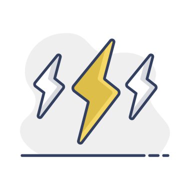 Yağmur fırtınası yıldırım vektör simgesi. Meteoroloji işareti. Seyahat, turizm ve hava durumu web sitesi ve uygulama tasarımı, logo, uygulama, UI için grafik sembolü