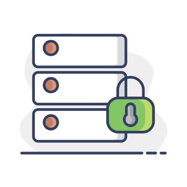 Veritabanı asma kilit vektör simgesi. Güvenlik işareti. Web sitenizin tasarımı için grafik sembolü, logo, uygulama, UI