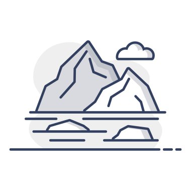 Okyanustaki kayalık adaları ya da deniz vektör ikonu. Doğa işareti. Seyahat ve turizm web sitesi ve uygulama tasarımı, logo, uygulama, UI için grafik sembolü