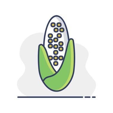 Mısır koçanı düz izole ikonu. Tarım işareti. Web sitenizin tasarımı için grafik sembolü, logo, uygulama, UI. Vektör illüstrasyonu, EPS10.