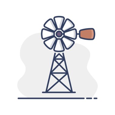 Rüzgar pompası ikonu izole edildi. Tarım işareti. Web sitenizin tasarımı için grafik sembolü, logo, uygulama, UI. Vektör illüstrasyonu, EPS10.