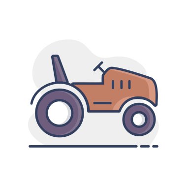 Traktör izole edilmiş düz simge. Çiftçi makinesi. Tarım işareti. Web sitenizin tasarımı için grafik sembolü, logo, uygulama, UI. Vektör illüstrasyonu, EPS10.