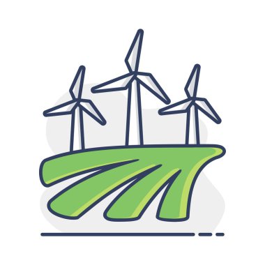 Sahadaki yel değirmeni ikonu. Tarım işareti. Web sitenizin tasarımı için grafik sembolü, logo, uygulama, UI. Vektör illüstrasyonu, EPS10.