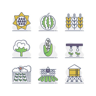 Farm Field isolated icon set. Agriculture sign. Graph symbol for your web site design, logo, app, UI. Vector illustration, EPS10