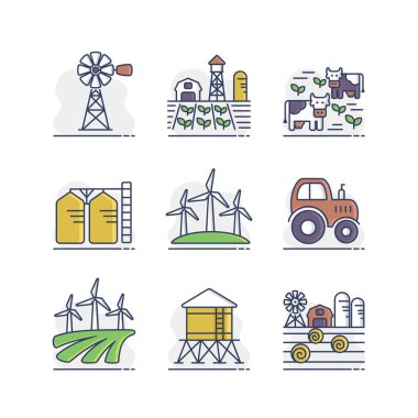 Farm Field isolated icon set. Agriculture sign. Graph symbol for your web site design, logo, app, UI. Vector illustration, EPS10