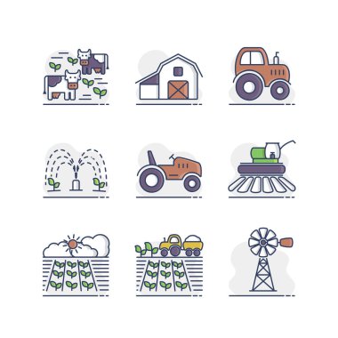 Farm Field isolated icon set. Agriculture sign. Graph symbol for your web site design, logo, app, UI. Vector illustration, EPS10