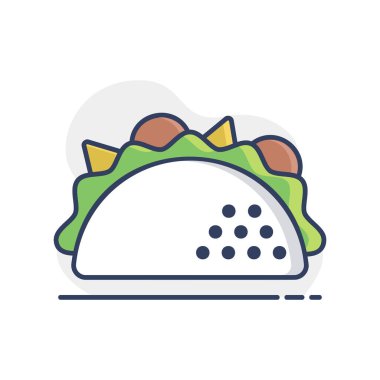 Taco vektör ikonu. Fast food burcu. Yemek pişirme web sitesi ve uygulama tasarımı, logo, uygulama, UI için grafik sembolü