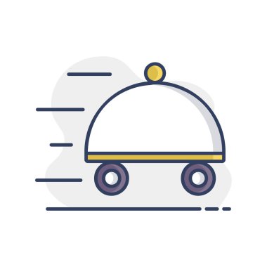 Yemek teslimatı ve yemek vektörü izole edilmiş ikon. Teslimat tabelası. Yemek pişirme web sitesi ve uygulama tasarımı, logo, uygulama, UI için grafik sembolü