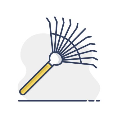 Zemini gevşetmek ve yaprak vektör simgesi toplamak için bahçe tırmığı. Tarım, bahçe ve bitkiler için grafik sembolü Web sitesi ve uygulama tasarımı, logo, uygulama, UI