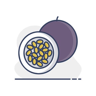 Tutku meyvesi veya maracuja vektör ikonu. Gıda ve içecek web sitesi için grafik sembolü, uygulama tasarımı, mobil uygulamalar ve yazdırma ortamı, logo, UI