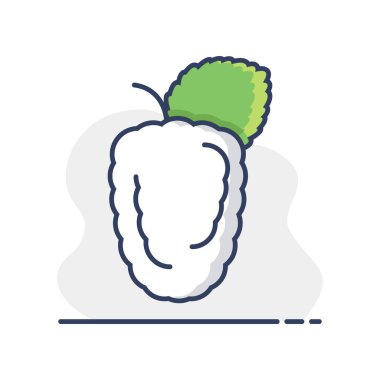Mulberry fruit with leaves vector icon. Graph symbol for food and drinks web site, apps design, mobile apps and print media, logo, UI