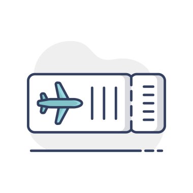 Bilet düzlemi vektörü izole edilmiş simge. Yaz tabelası. Seyahat ve turizm web sitesi ve uygulama tasarımı, logo, uygulama, UI için grafik sembolü